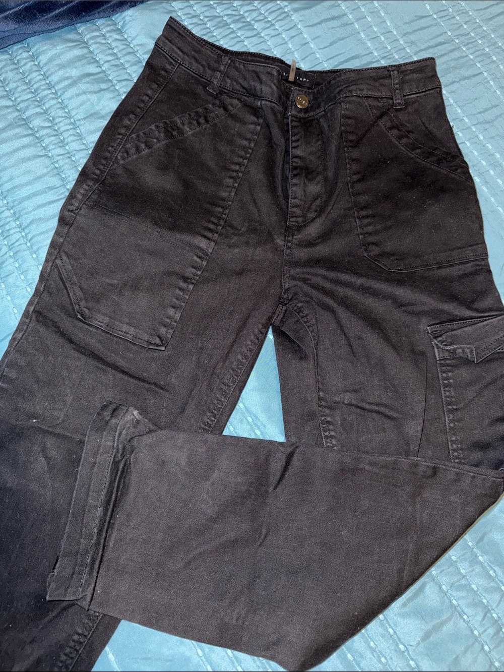 Women’s Black Utility Jeans - Casual High-Waist Cargo Style
